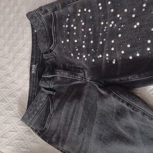 A.N.A. Black faded jeans with pearls